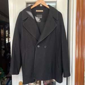 Banana Republic Black 1 button Pea Coat size Large Petite